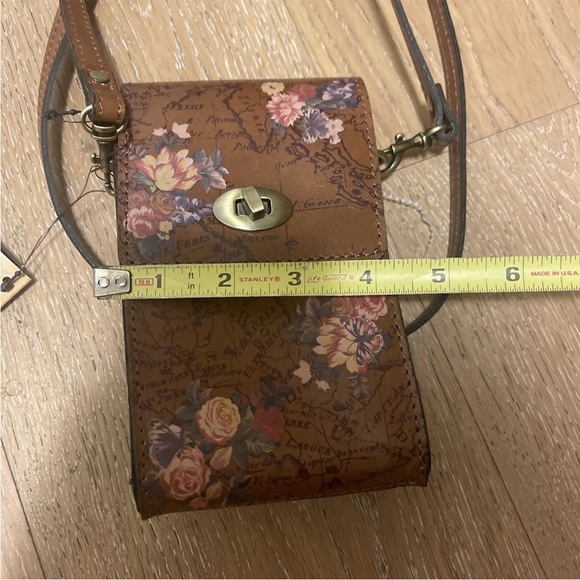 RARE PATRICIA NASH RIVELLA FLORAL MAP SLIM LEATHER CROSSBODY PURSE - Picture 5 of 10